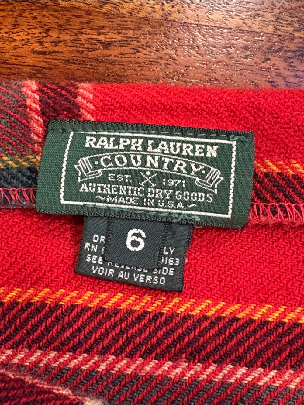 Vintage Ralph Lauren Country 90s Plaid Wool Woven Fringe Wrap Skirt size 6 - Picture 8 of 12